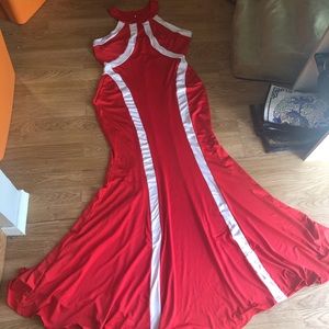 Fitted Red Mermaid Skirt Dress